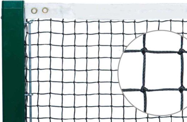 Geknotetes Tennisnetz schwarz 3,2 mm stark ohne Doppelreihen ohne Einfassung