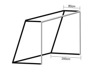 Fu&szlig;balltornetz 7,50 x 2,50 m schwarz/rot 4 mm stark oben 80 cm unten 200 cm tief