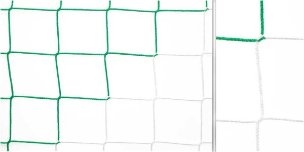 Fußballtornetz 7,50 x 2,50 m grün/weiß 4 mm stark oben 200 cm unten 200 cm tief