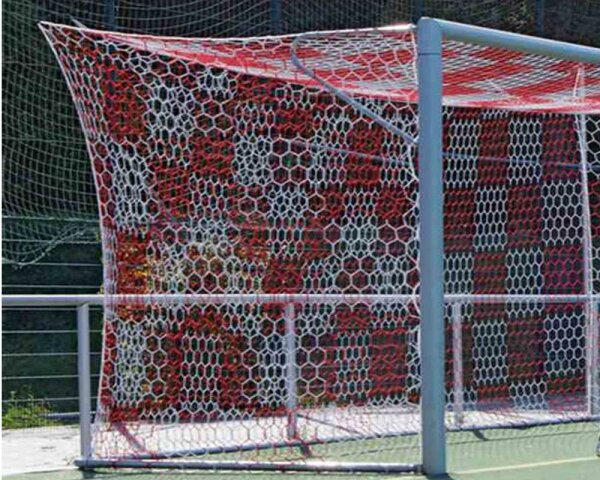 Fußball Tornetze 7,32 x 2,44 m zweifarbig in Vereinsfarben mit wabenförmigen Maschen, alle Varianten nach Wahl